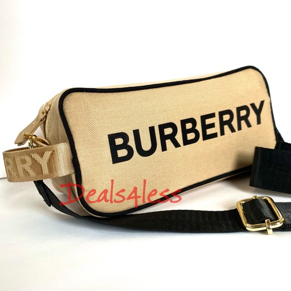 Burberry Crossbody Bag Pouch Dopp Kit Shaving Case Toiletries Gold Travel Tan - Picture 2 of 8